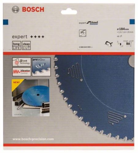 BOSCH Pilový kotouč do okružních pil Expert for Steel 184 x 20 x 2,0 mm, 48 2608643055