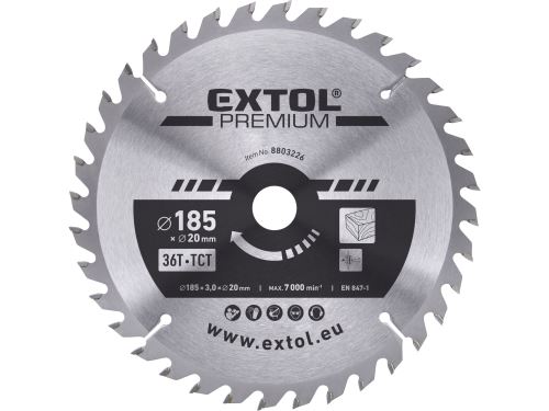 EXTOL PREMIUM kotouč pilový s SK plátky, O 185x3,0x20mm, 36T 8803226