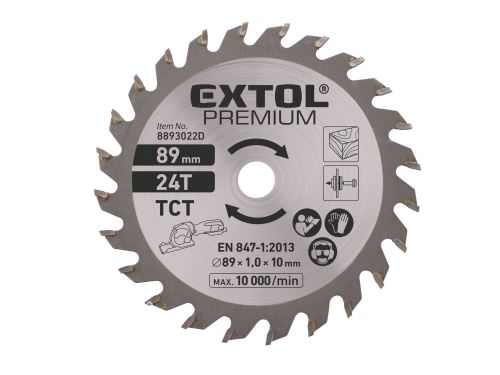 EXTOL PREMIUM Kotouč pilový s SK plátky, ∅89x1,0x10mm, 24T