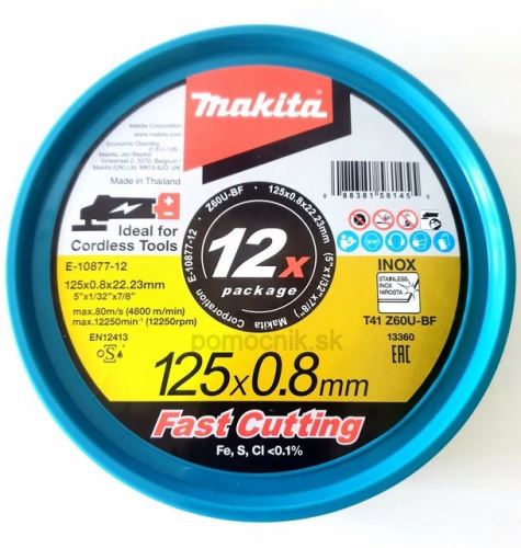 MAKITA kotouč řezný nerez 125x0.8x22.23 mm, 12 ks newE-22953-12 E-10877-12