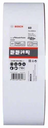 BOSCH 10dílná sada brusných pásů X440 75 x 533 mm, 60 2608606081