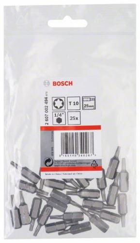 BOSCH Šroubovací bit zvlášť tvrdý Extra-Hart T10, 25 mm (25 ks) 2607002494