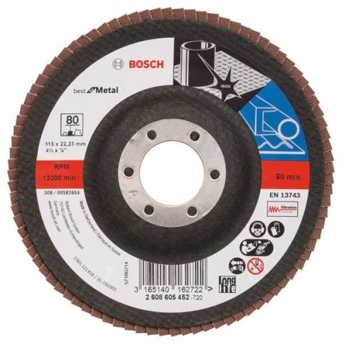 BOSCH Lamelový brusný kotouč X571, Best for Metal D = 115 mm; G = 80, lomený 2608605452