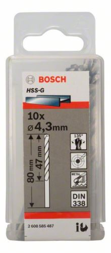 BOSCH Vrtáky do kovu HSS-G, DIN 338 4,3 x 47 x 80 mm (10 ks) 2608585487