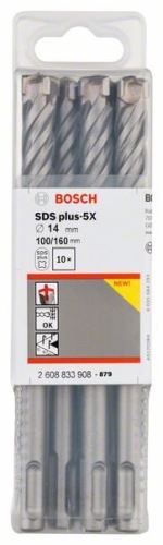 BOSCH Vrták do kladiv SDS-plus-5X 14 x 100 x 160 mm (10 ks) 2608833908