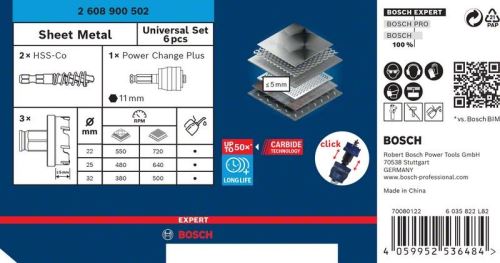 BOSCH EXPERT sada děrovek Sheet Metal 22-32, 6ks 2608900502