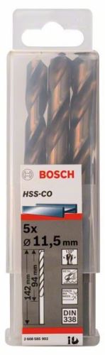 BOSCH Vrtáky do kovu HSS-Co, DIN 338 11,5 x 94 x 142 mm (5 ks) 2608585902