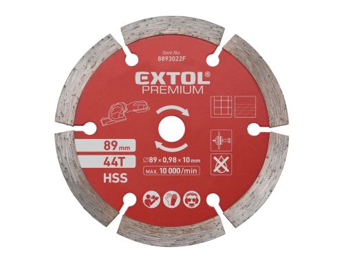 EXTOL PREMIUM Kotouč diamantový, řezný, segmentový, ∅89x1,0x10mm