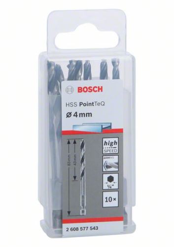 BOSCH Vrták do kovu HSS PointTeQ HEX se 6hrannou stopkou; 4.0 mm 2608577543