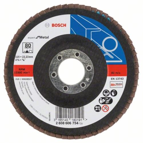 BOSCH Lamelový brusný kotouč X551, Expert for Metal D = 115 mm; G = 120, lomený 2608607346