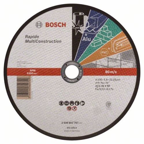 BOSCH Dělicí kotouč rovný Rapido Multi Construction ACS 46 V BF, 230 mm, 1,9 mm 2608602767