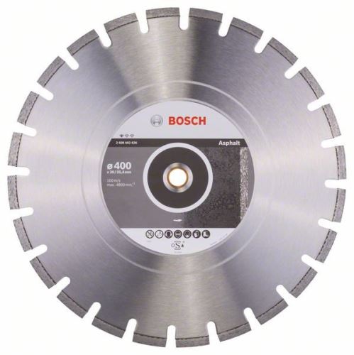 BOSCH Diamantový dělicí kotouč Standard for Asphalt 400 x 20/25,40 x 3,6 x 10 mm 2608602626