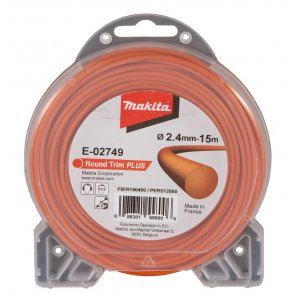 MAKITA struna nylonová Plus 2,4 mm, 15m, oranžová, kulatá E-02749