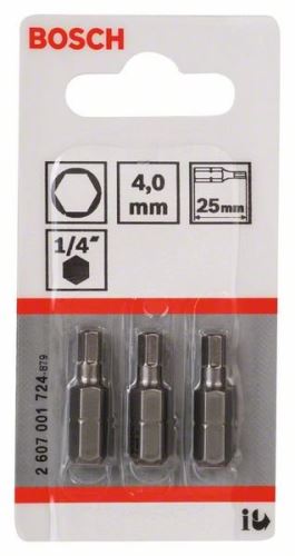 BOSCH Šroubovací bit zvlášť tvrdý Extra-Hart HEX 4, 25 mm (3 ks) 2607001724