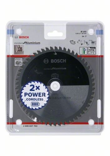 BOSCH Pilový kotouč pro aku pily; Standard for Aluminium 165x20x1,8/1,3x54T 2608837763