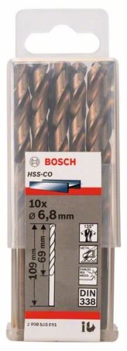 BOSCH Vrtáky do kovu HSS-Co, DIN 338 6,8 x 69 x 109 mm (10 ks) 2608585891