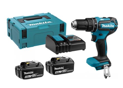 Makita Aku bezuhlíkový příklepový šroubovák Li-ion LXT 18V/5,0 Ah, Makpac DHP485RTJ