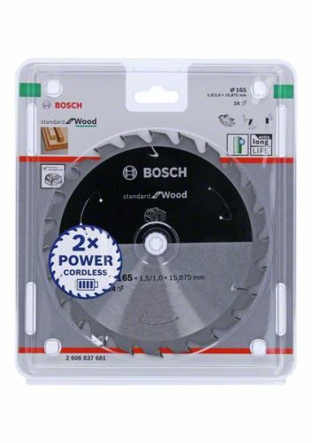 BOSCH Pilový kotouč pro aku pily; Standard for Wood 165x15,875x1,5/1,0x24T 2608837681