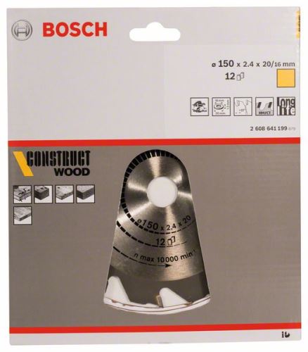 BOSCH Pilový kotouč Construct Wood 150 x 20/16 x 2,4 mm; 12 2608641199