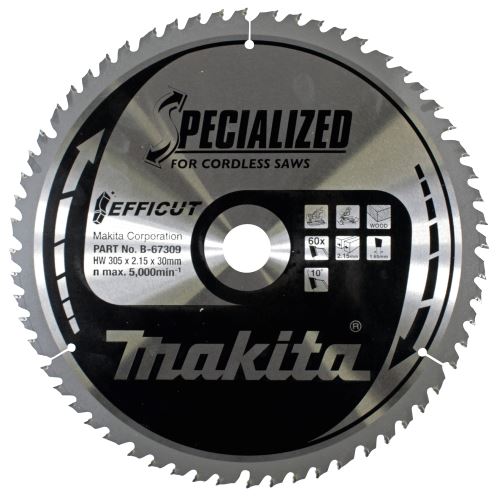 MAKITA kotouč pilový dřevo Efficut 305x2.15x30 mm 60 zubů B-67309