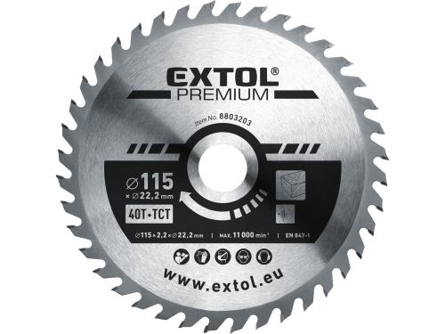 EXTOL PREMIUM kotouč pilový s SK plátky, O 115x2,2x22,2mm, 40T 8803203