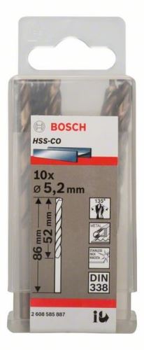 BOSCH Vrtáky do kovu HSS-Co, DIN 338 5,2 x 52 x 86 mm (10 ks) 2608585887