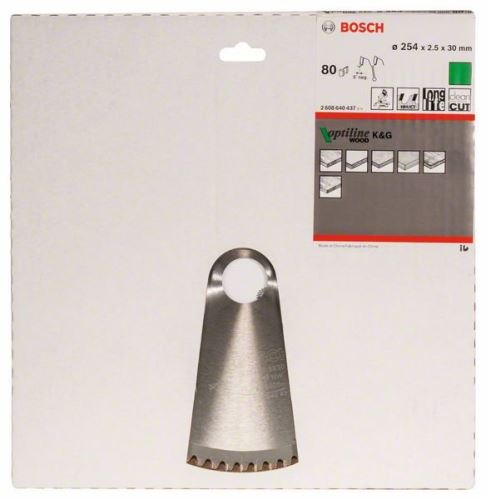 BOSCH Pilový kotouč Optiline Wood 254 x 30 x 2,5 mm, 80 2608640437