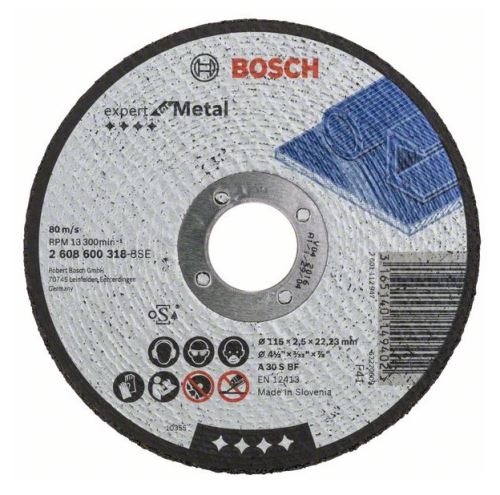 BOSCH Dělicí kotouč rovný Expert for Metal A 30 S BF, 115 mm, 2,5 mm 2608600318