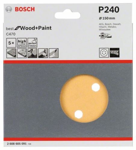 BOSCH Brusný papír C470 (5 ks) 150 mm, 240 2608605091