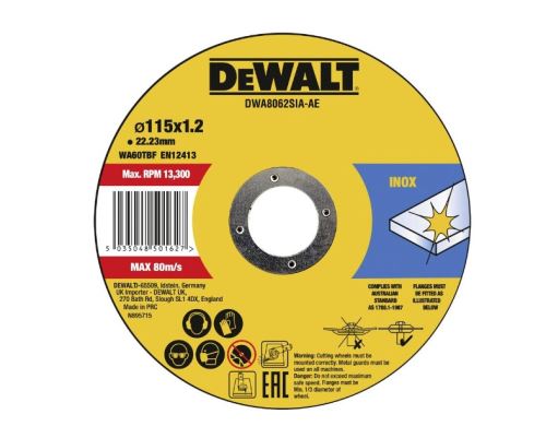 DeWALT Řezný kotouč 115 x 1,2 x 22,23 mm Inox DWA8062SIA