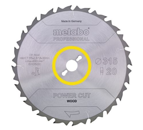 METABO Pilový kotouč "power cut wood - professional", 315 x 30 mm, 20 zubů, 22° 628015000