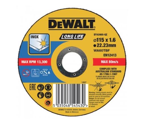 DeWALT Řezný kotouč 115 x 22,2 x 1,6 mm DT43905